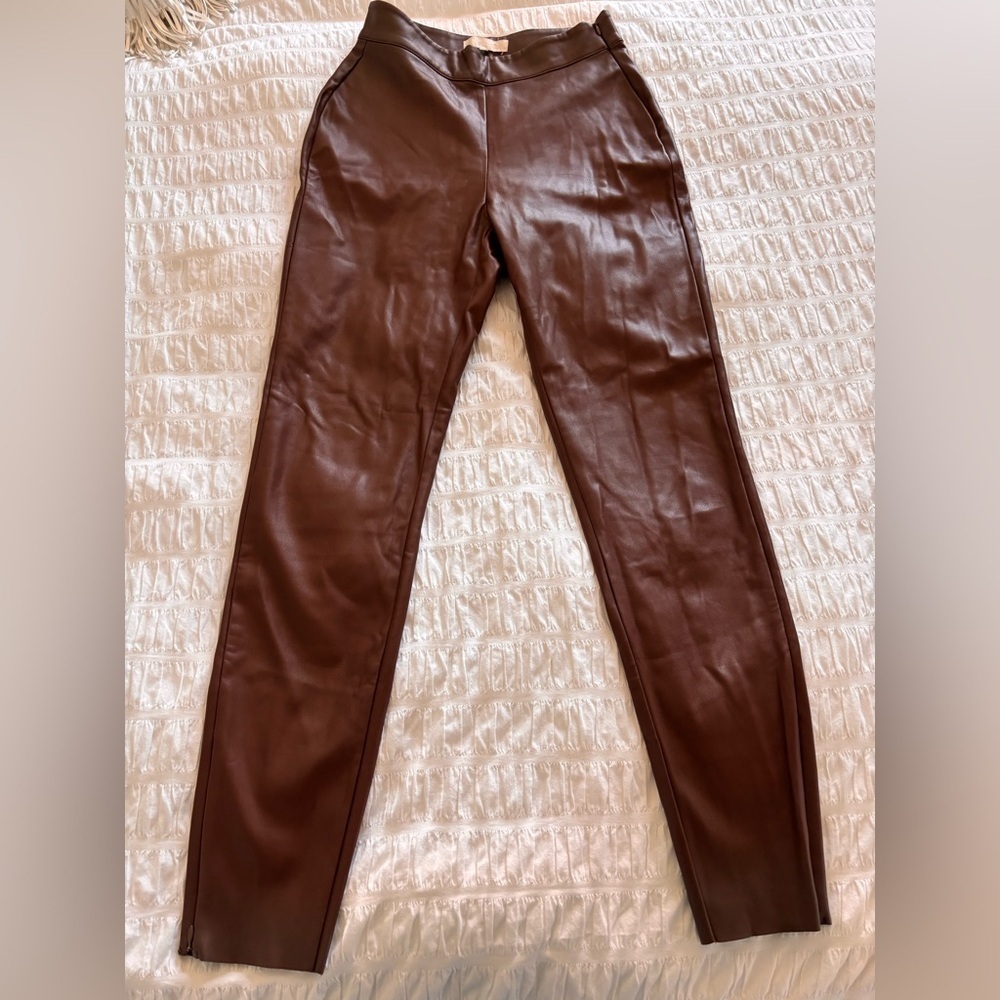 Meshki Chocolate Faux Leather Trousers